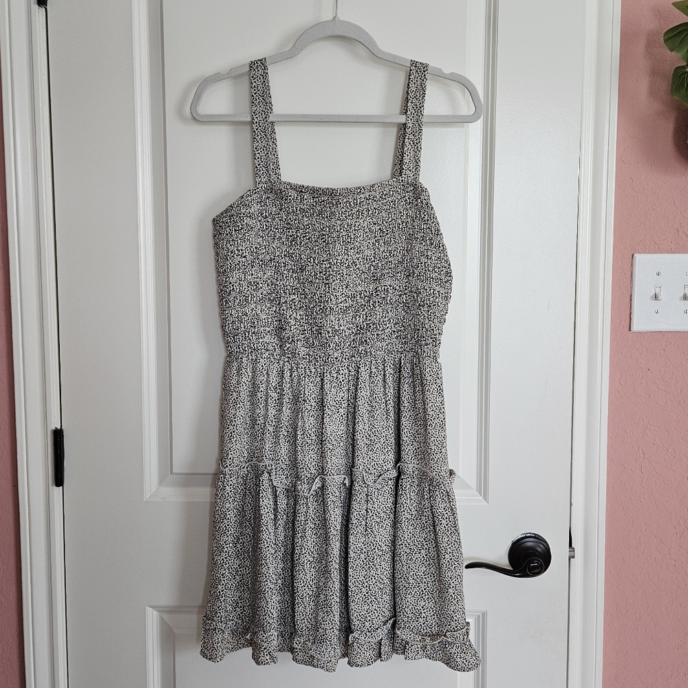 NWOT Sienna Sky Cream Black Spotted Shirred Dress Size XL